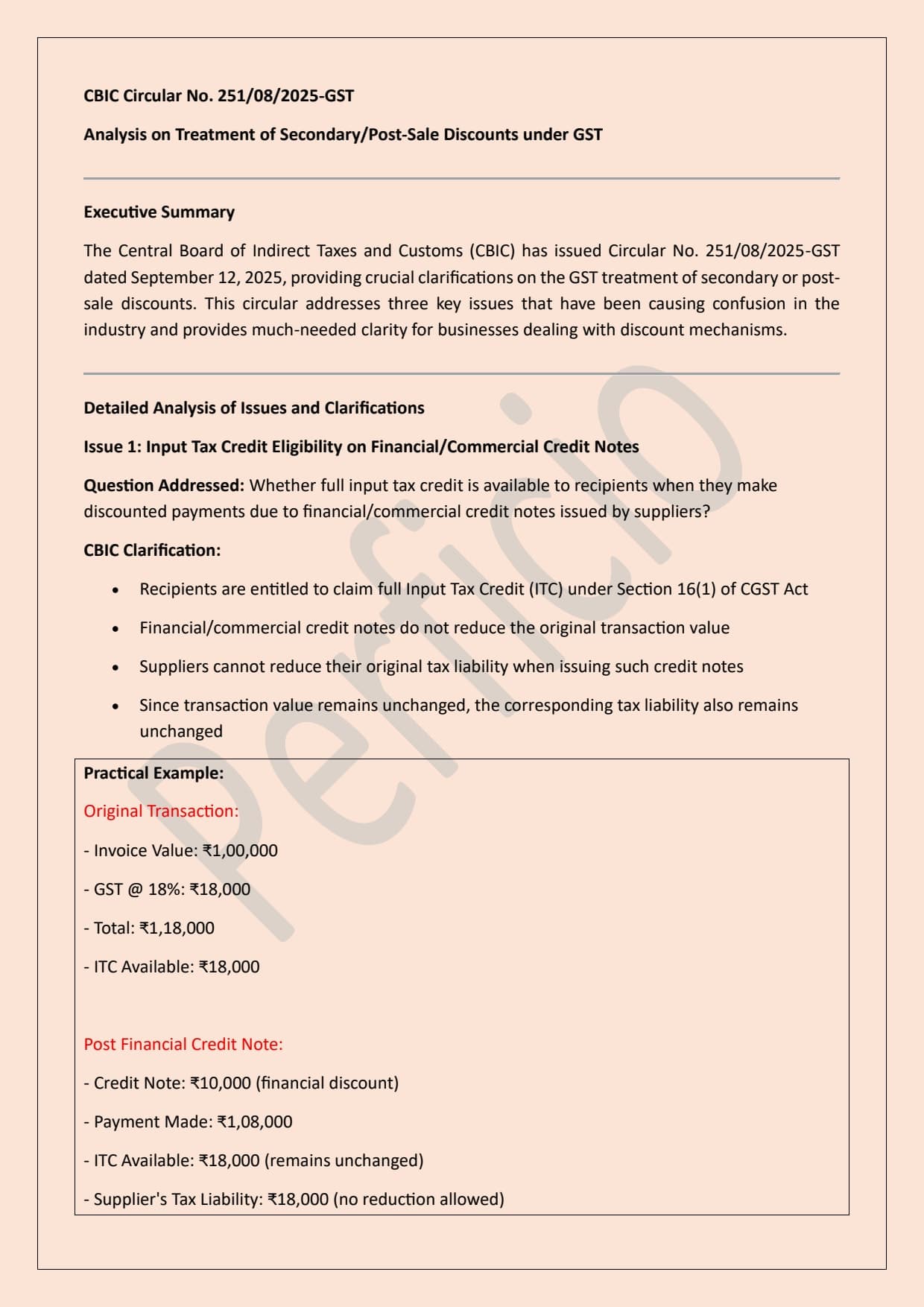Thumbnail for Advisory on Post Sales Discount clarified by CBIC board