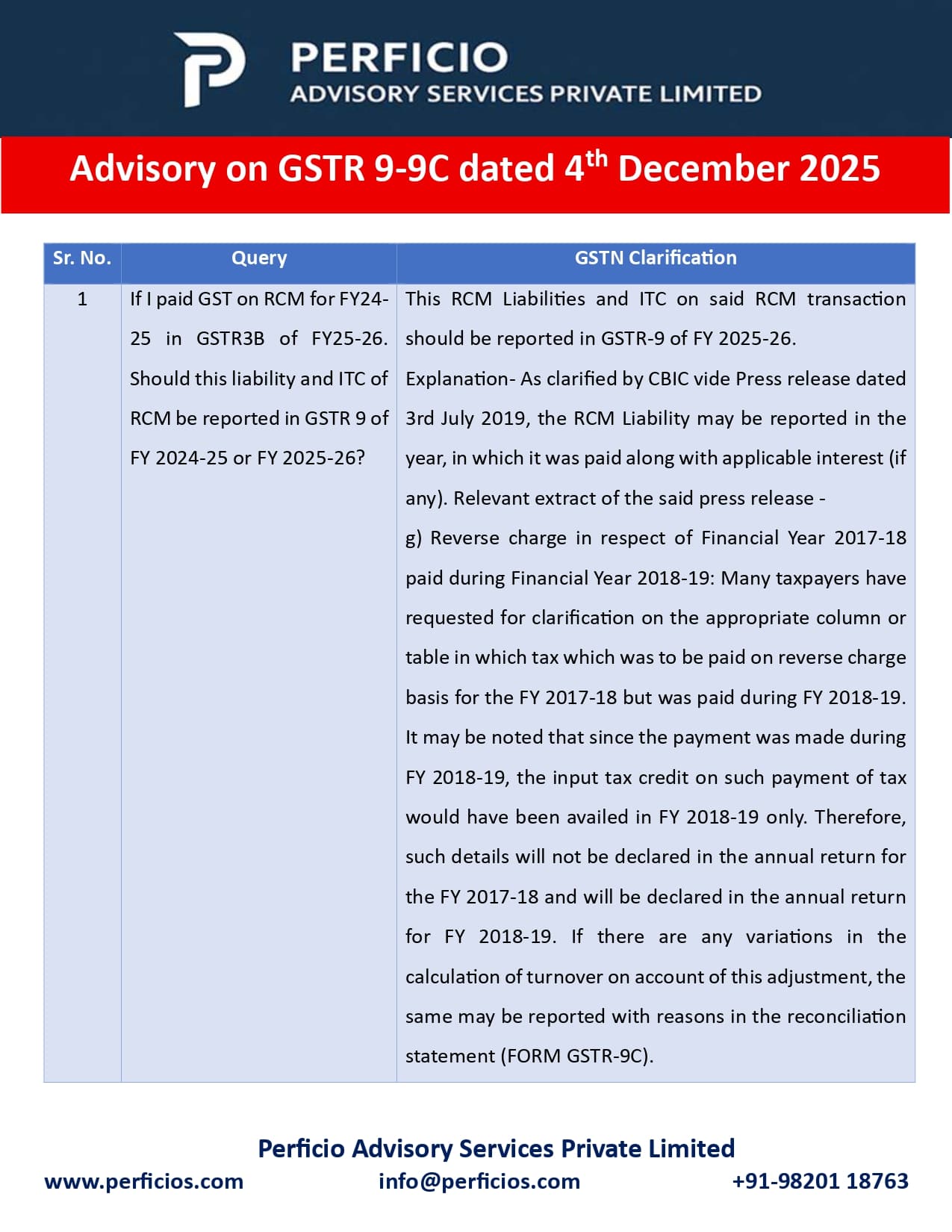 Thumbnail for GSTN Advisory on Annual GST Returns GSTR 9-9C  