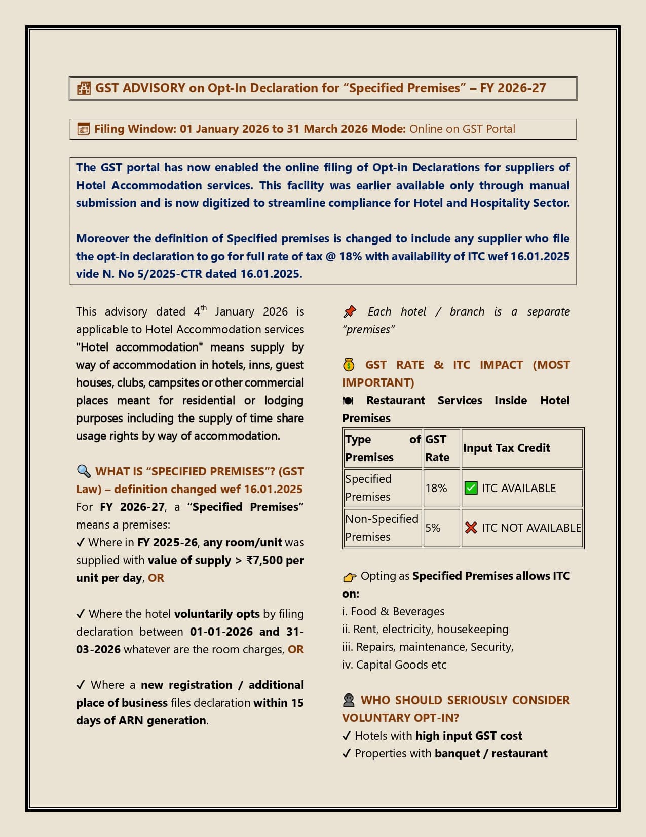 Thumbnail for GST Advisory on Opt-in Declaration for "Specified Premises" -- FY 2026-27  