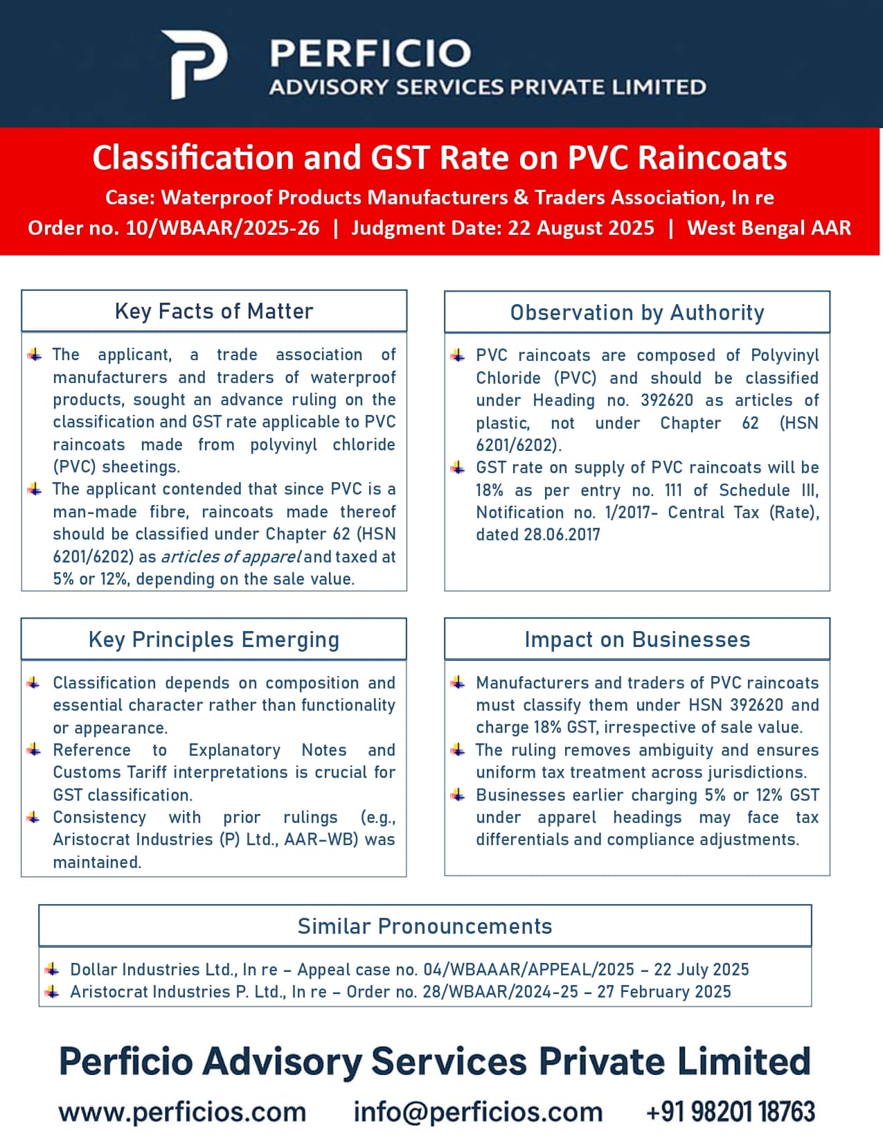 GST AAR Ruling - Classification and GST Rate on PVC Raincoats