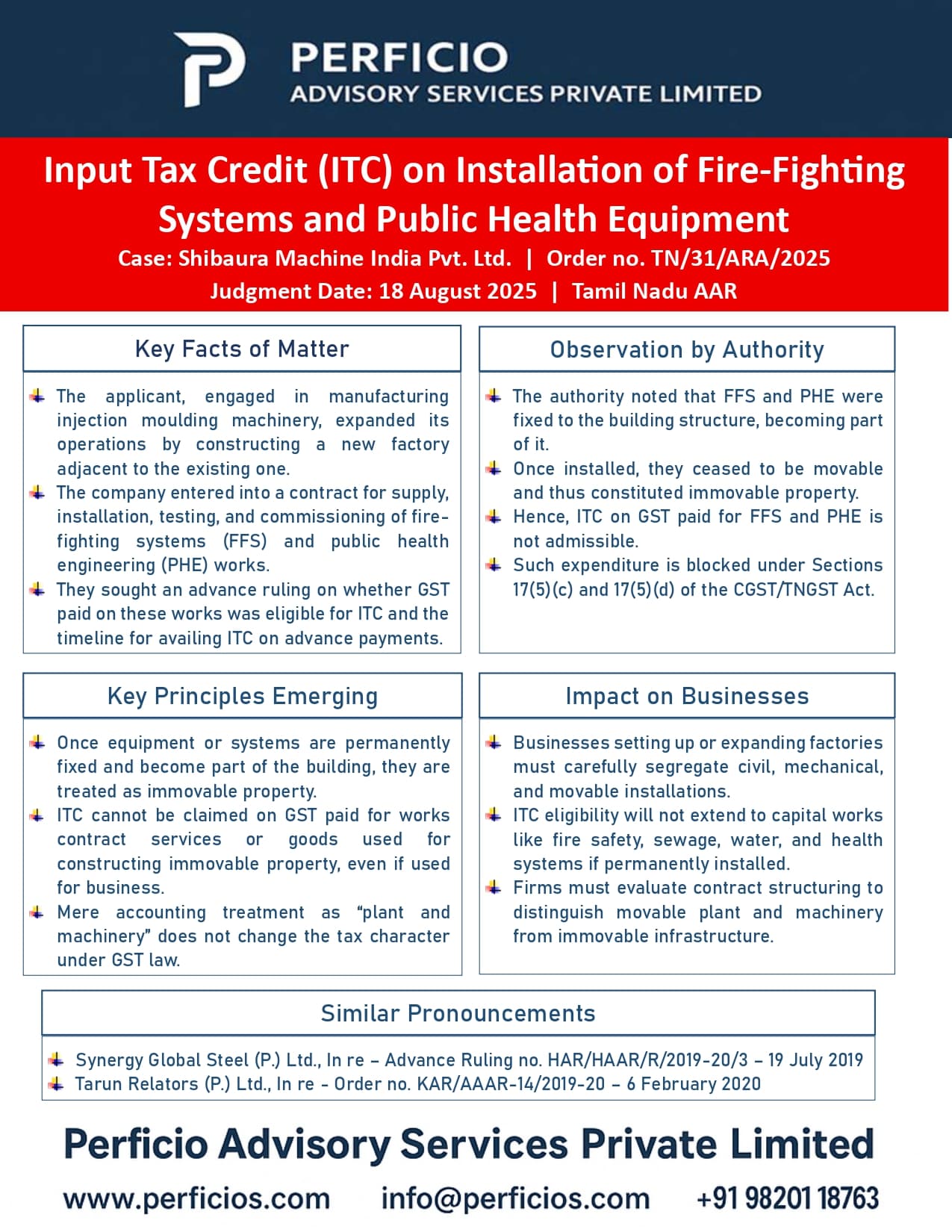 GST AAR Ruling - ITC on Installation of Fire-fighting Systems and Public Health Equipment