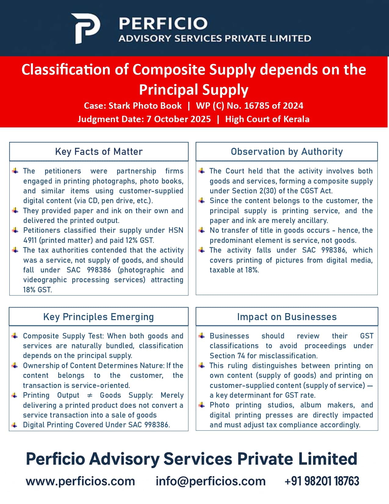GST Case Law Judgment: Classification of Composite Supply depends on the Principal Supply