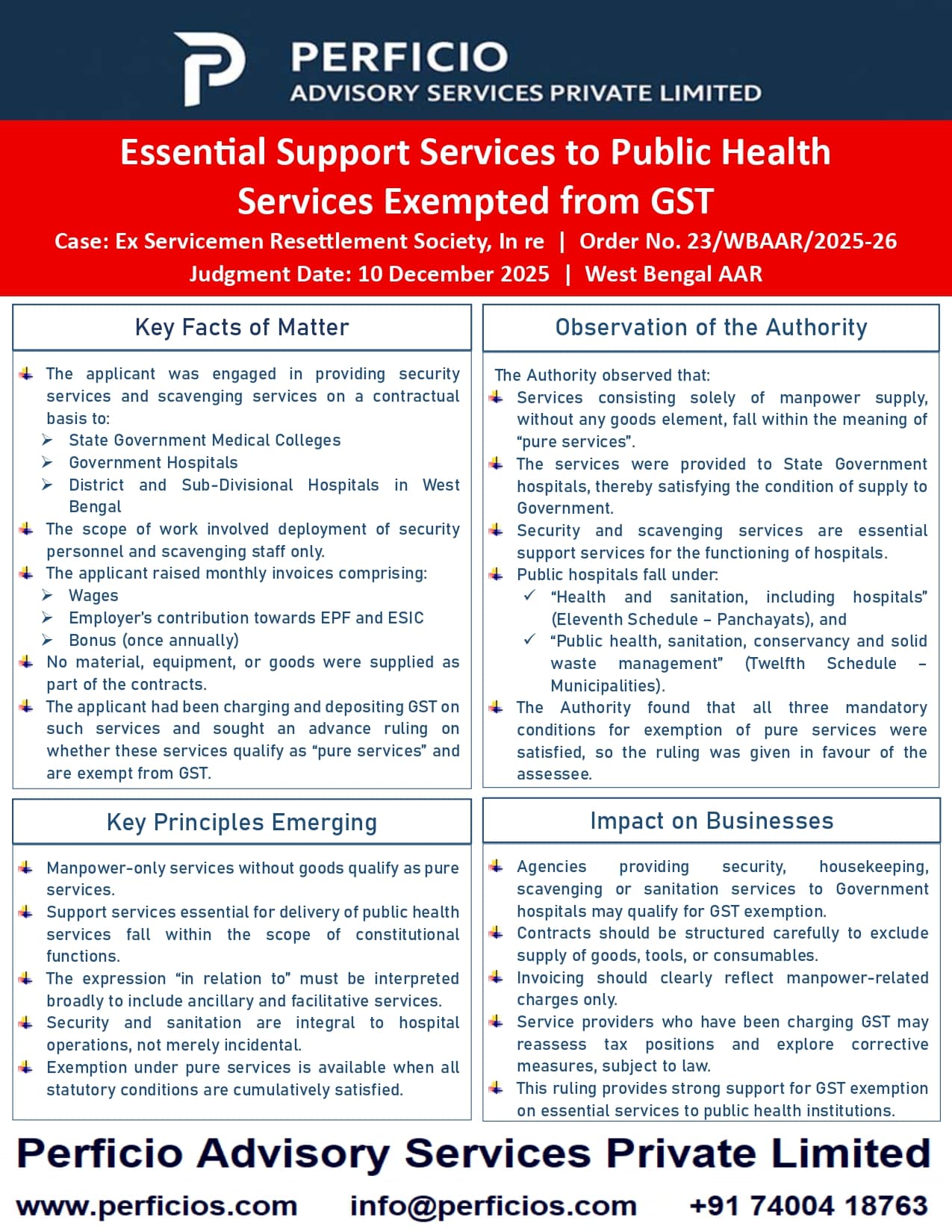 GST Advance Authority Ruling -- Essential Support Services to Public Health Services Exempted from GST