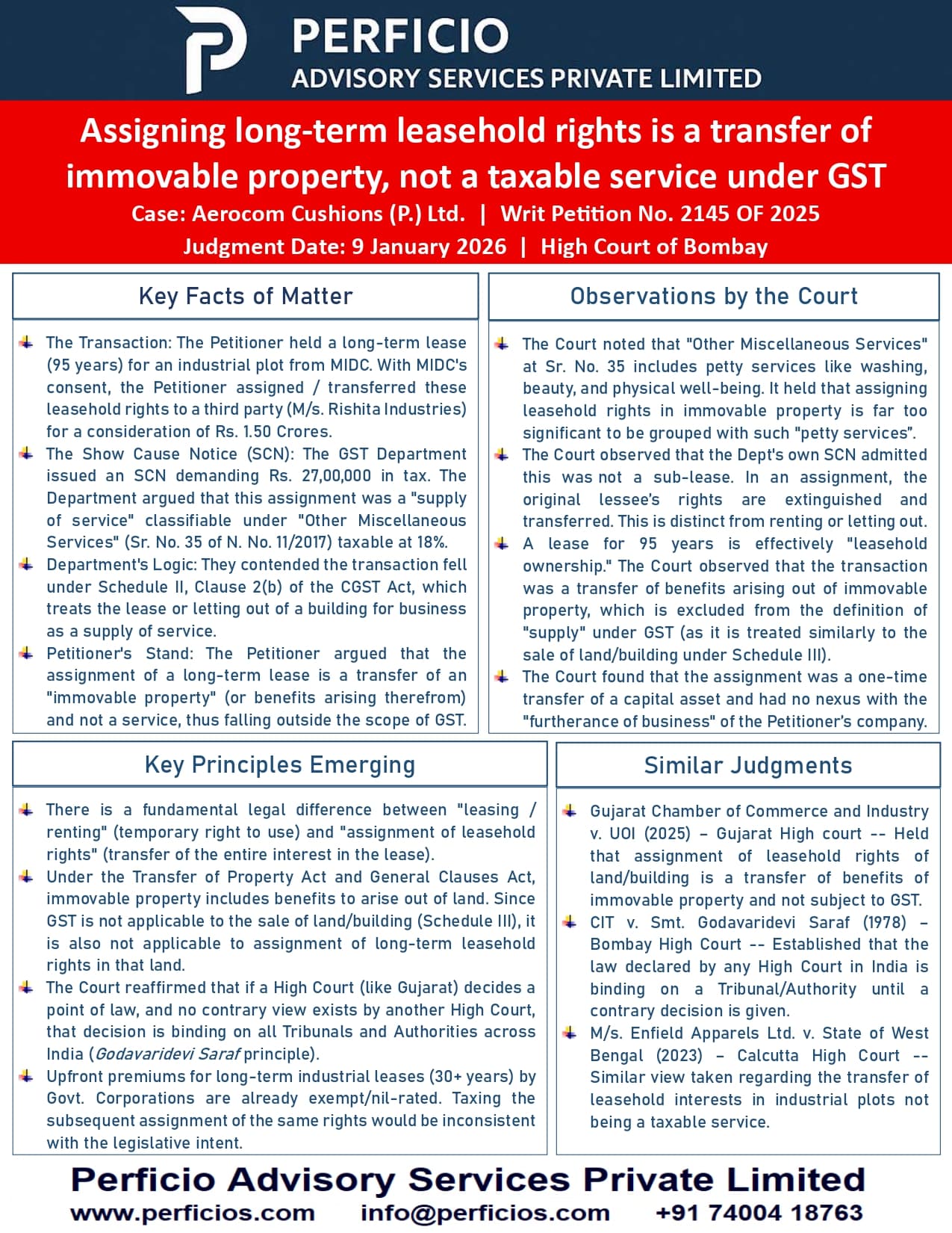 GST Ruling -- Assigning long-term leasehold rights is transfer of immovable property, not a taxable service under GST