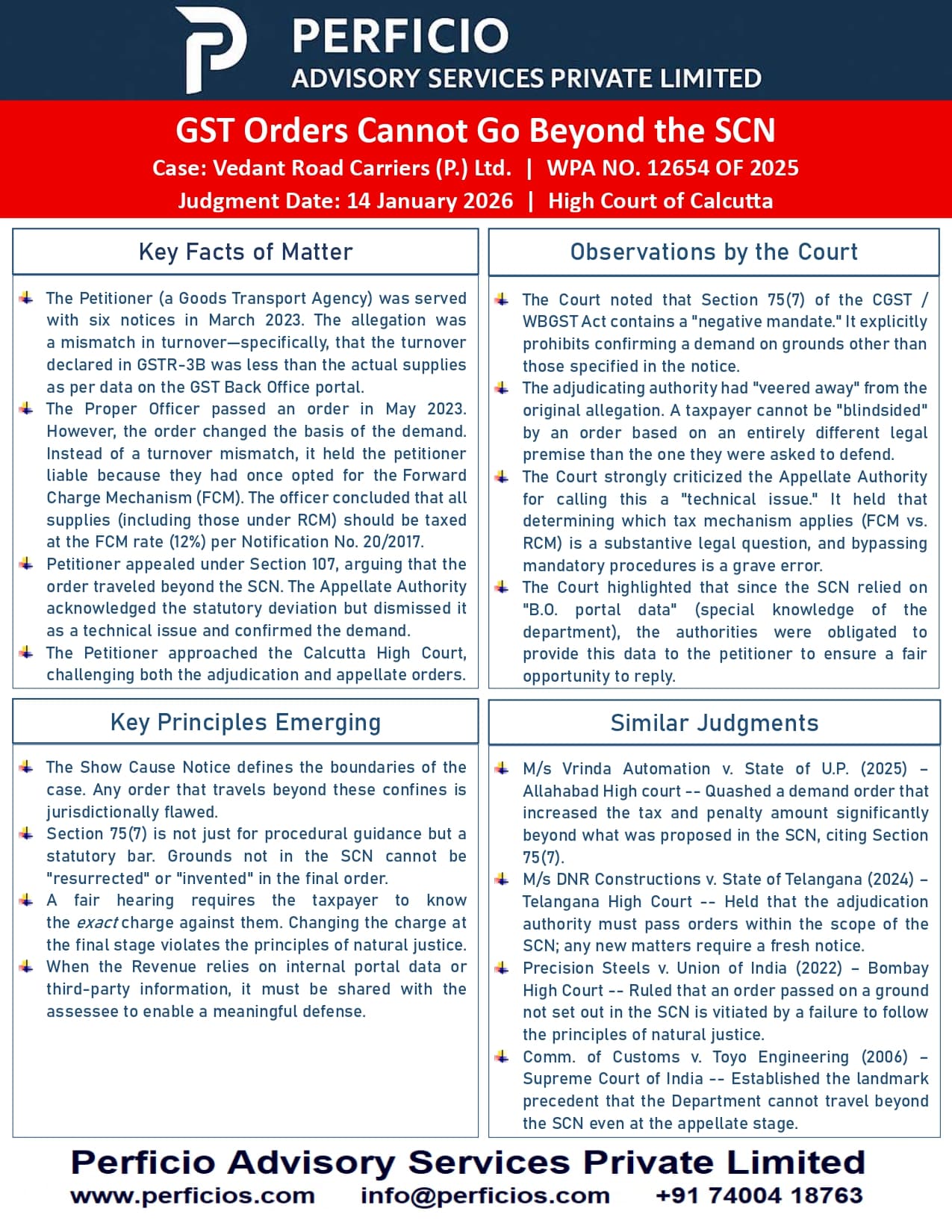 GST Ruling -- GST Orders cannot go beyond Show Cause Notice (SCN)