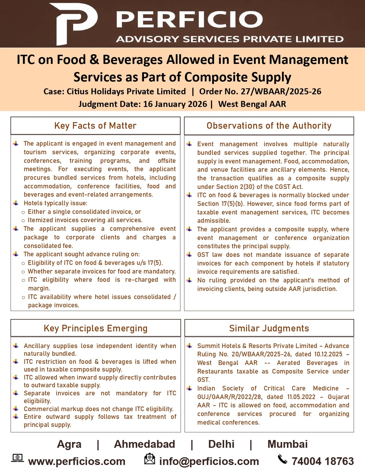GST Ruling -- ITC on food & beverages allowed in Event management services as part of Composite Supply